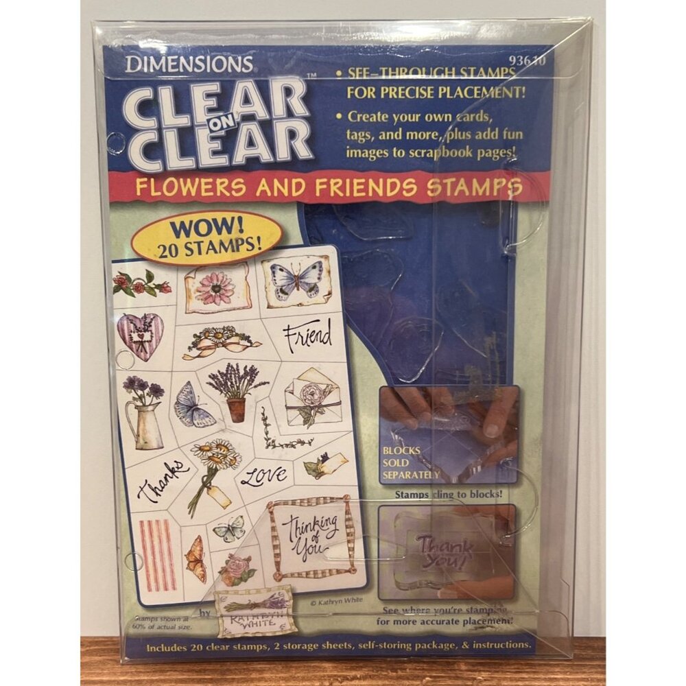Dimensions Clear On Clear Flowers & Friends Stamps Set of 20 93610